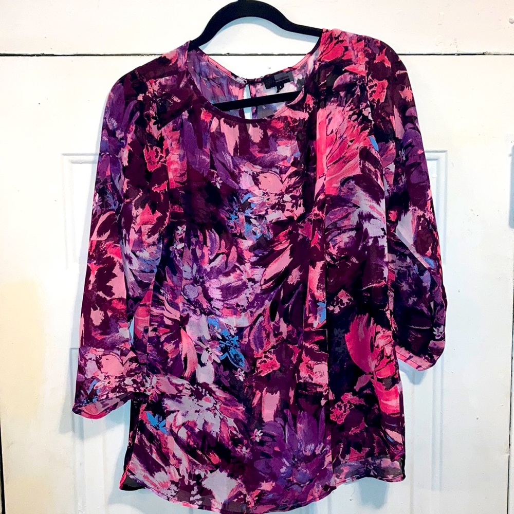 Abstract Floral Print Blouse